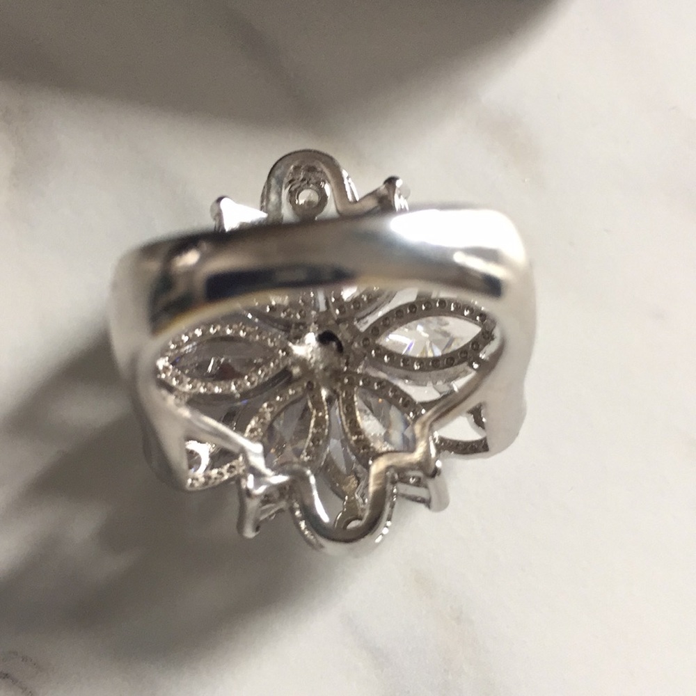 Stamped S925( SILVER  RING )Marquise sapphires 7 - Picture 6 of 6